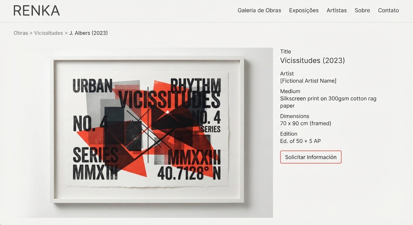Serigrafia com padrões geométricos e letras sobrepostas, em preto e vermelho sobre papel branco.