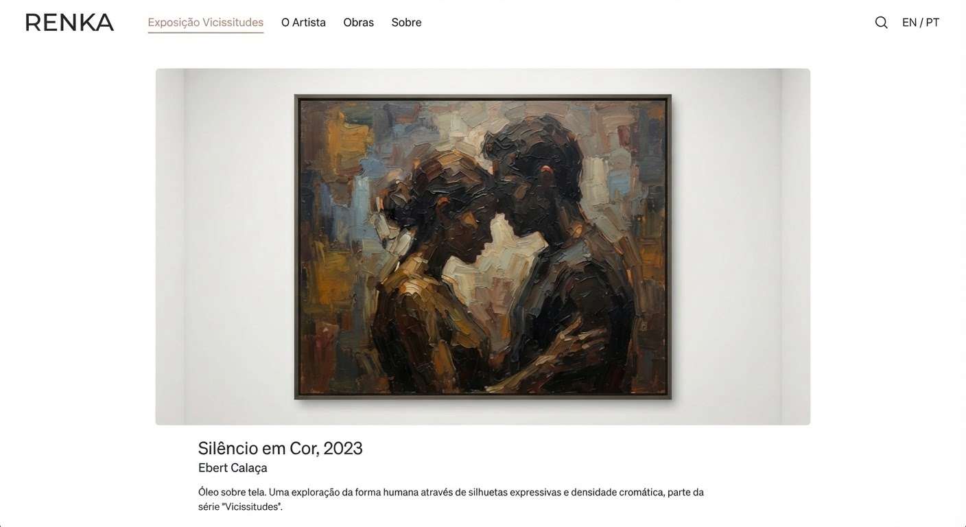 Pintura a óleo com silhuetas de pessoas em cores de terra, com volume e contraste.